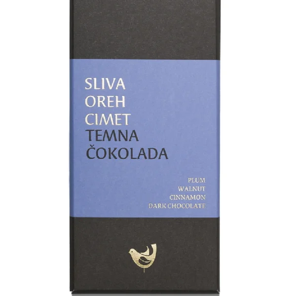 Sliva, oreh, cimet, temna čokolada 100g